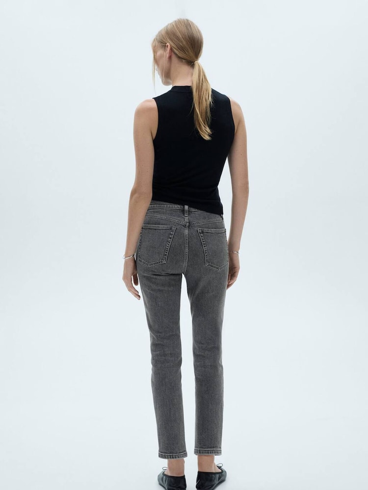 Mango Grey Claudia Waxed Slim-Fit Cropped Jeans - Image 2 of 7