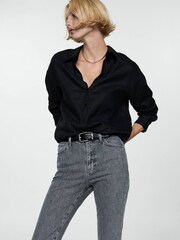 Mango Grey Claudia Waxed Slim-Fit Cropped Jeans - Image 5 of 7
