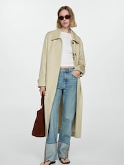 Mango Blue Turned-Up Straight Leg 100% Cotton Jeans - Image 1 of 7