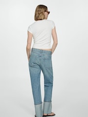 Mango Blue Turned-Up Straight Leg 100% Cotton Jeans - Image 2 of 7