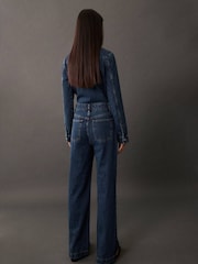 Mango Blue Denim Wide Leg 100% Cotton Jumpsuit - Image 3 of 7