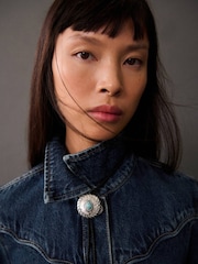 Mango Blue Denim Wide Leg 100% Cotton Jumpsuit - Image 4 of 7