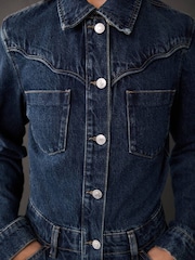 Mango Blue Denim Wide Leg 100% Cotton Jumpsuit - Image 5 of 7