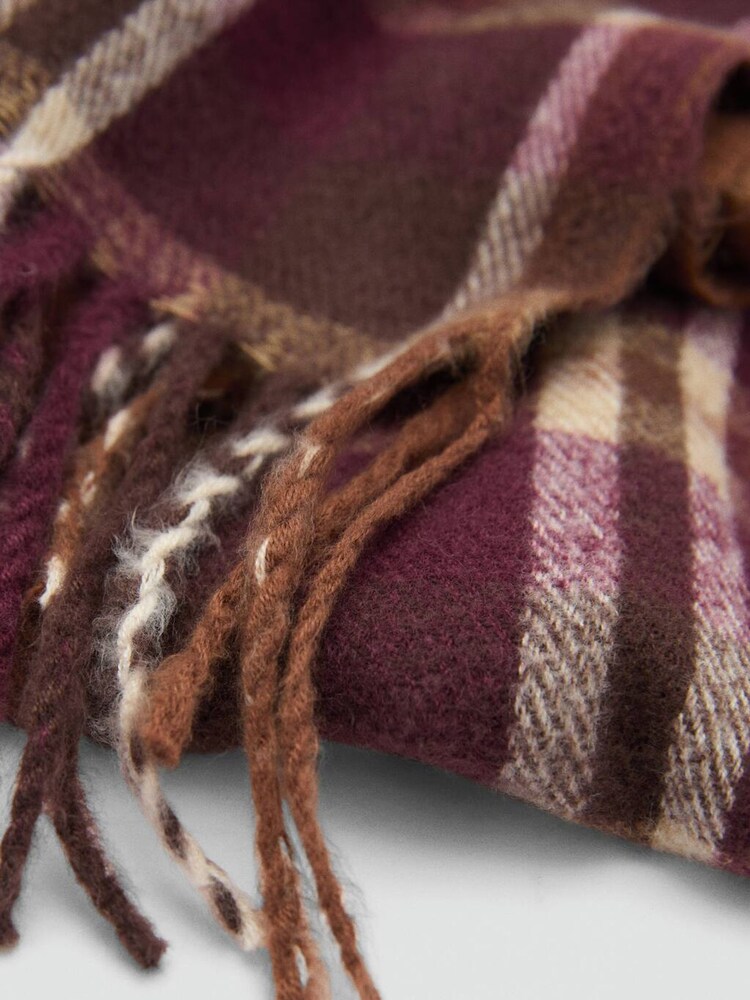 Mango Purple Fringed Check Scarf - Image 2 of 2