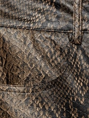 Mango Brown Straight Snakeskin-Effect Trousers - Image 7 of 7