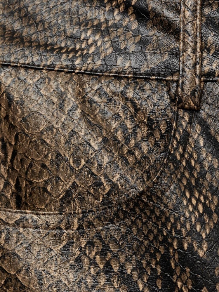 Mango Brown Straight Snakeskin-Effect Trousers - Image 7 of 7 Mango Brown Straight Snakeskin-Effect Trousers - Image 7 of 7