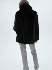 Mango Black Faux Fur Coat - Image 3 of 6