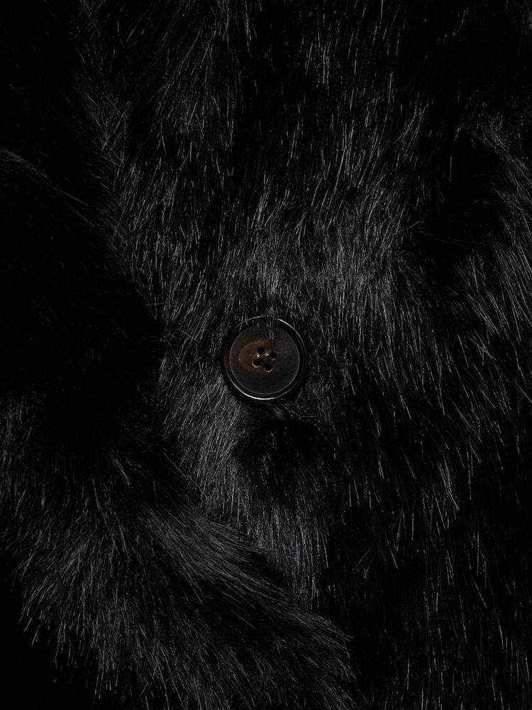 Mango Black Faux Fur Coat - Image 6 of 6