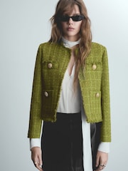 Mango Green Tweed Jacket With Jewel Buttons - Image 1 of 1