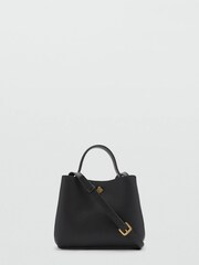 Mango Black Mini shopper bag with metallic detail - Image 1 of 4