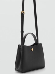 Mango Black Mini shopper bag with metallic detail - Image 2 of 4