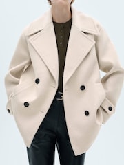 Mango Cream Double-Breasted Wool Coat - Image 3 of 6