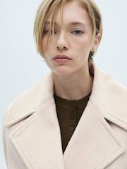 Mango Cream Double-Breasted Wool Coat - Image 4 of 6