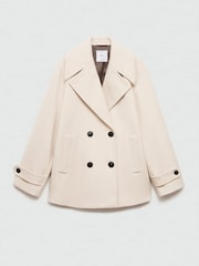 Mango Cream Double-Breasted Wool Coat - Image 5 of 6