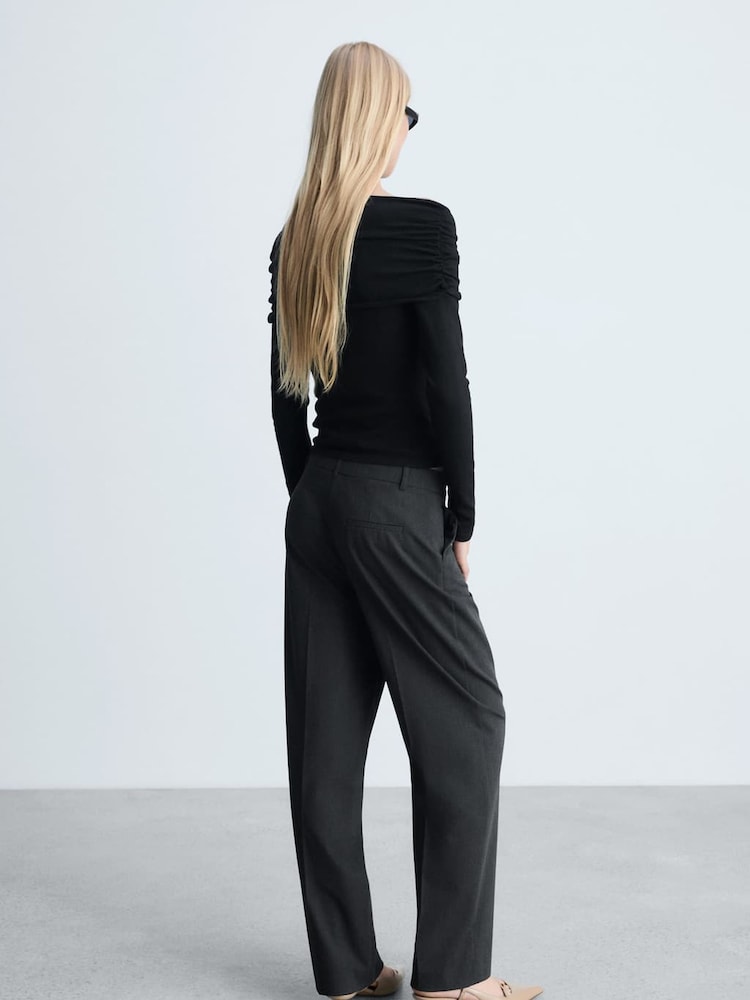 Mango Black Bardot Off Shoulder Long Sleeve Top - Image 2 of 6