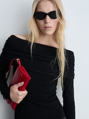 Mango Black Bardot Off Shoulder Long Sleeve Top - Image 3 of 6