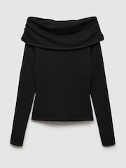 Mango Black Bardot Off Shoulder Long Sleeve Top - Image 5 of 6