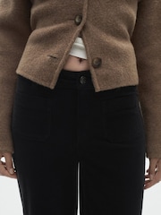 Mango Black Corduroy Culotte Trousers - Image 4 of 6