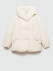 Mango Cream Hooded Quilted Puffer Jacket - Image 5 of 6