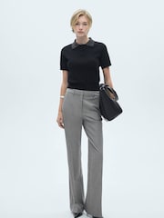 Mango Black Rhinestone Collar Knitted Polo Shirt - Image 1 of 6