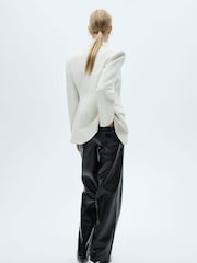 Mango Black Straight Faux Fur Leather Snakeskin-Effect Trousers - Image 3 of 6