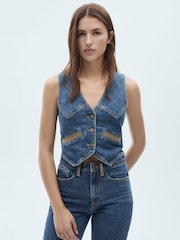 Mango Black Bannack 100% Cotton Jeans With Contrast Details - Image 2 of 7