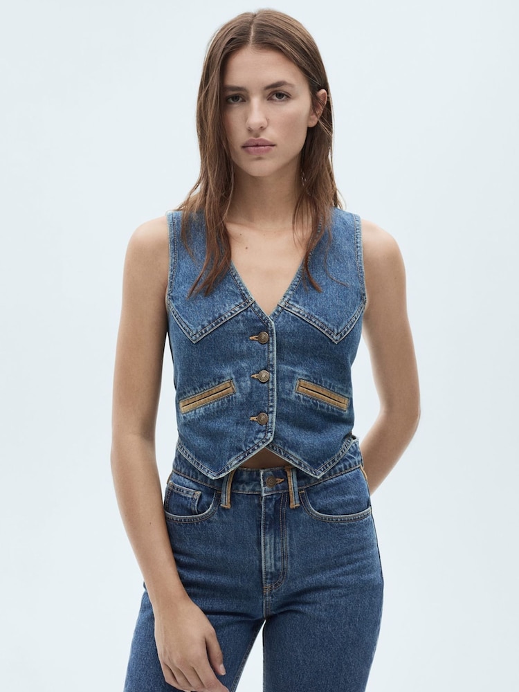 Mango Black Bannack 100% Cotton Jeans With Contrast Details - Image 2 of 7
