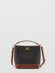 Mango Brown Logo printed mini shopper bag - Image 1 of 3