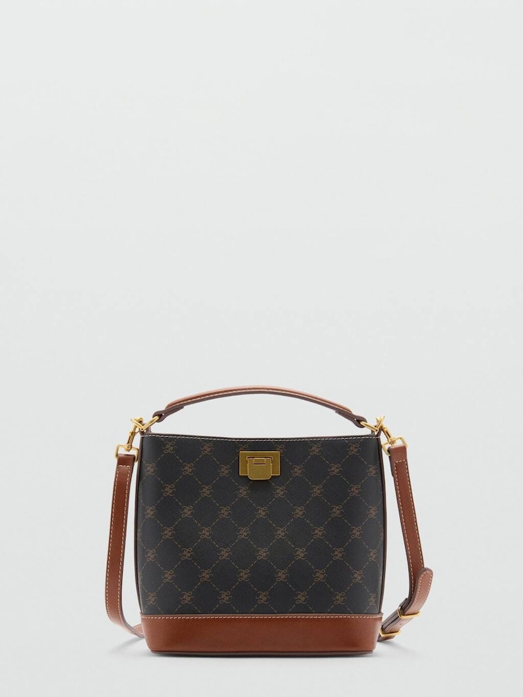 Mango Brown Logo printed mini shopper bag - Image 1 of 3