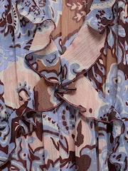 Mango Blue Paisley Midi Dress With Ruffles - Image 7 of 7