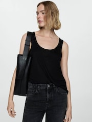 Mango Black Alison Straight-Fit Turn-Up 100% Cotton Jeans - Image 4 of 7