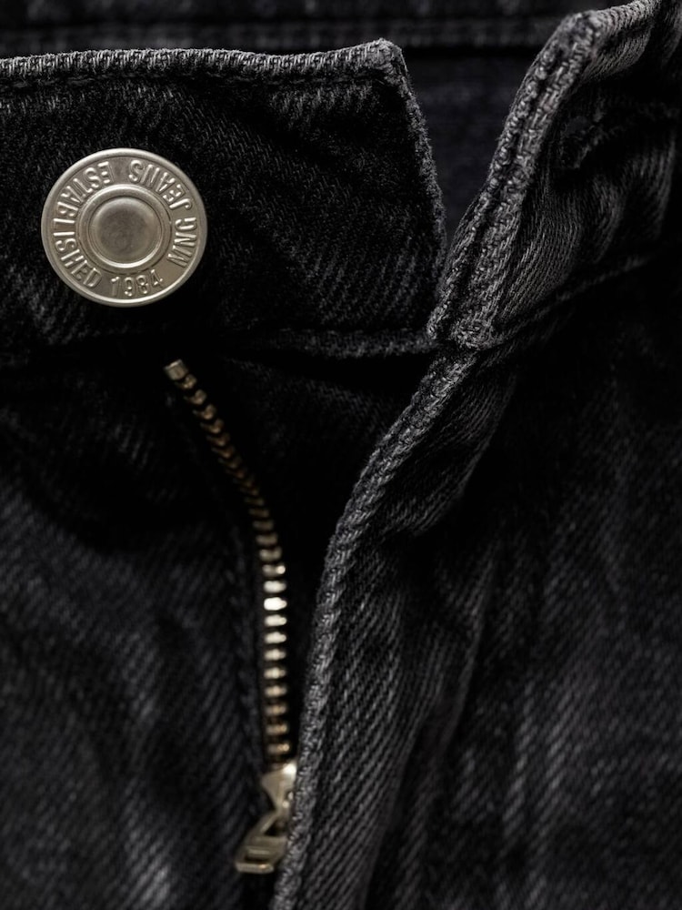 Mango Black Alison Straight-Fit Turn-Up 100% Cotton Jeans - Image 7 of 7