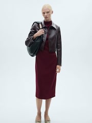 Mango Burgundy High Neck Dress - Image 1 of 6