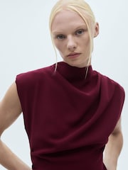Mango Burgundy High Neck Dress - Image 4 of 6