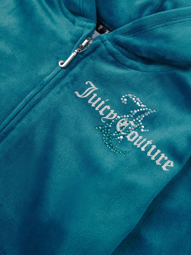 Juicy Couture Light Blue Slim Diamante Hoodie Tracksuit Set