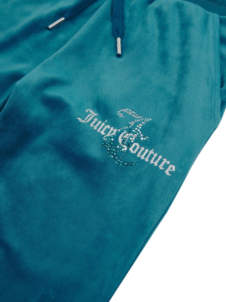 Juicy Couture Light Blue Girls Diamante Hoodie & Slim Tracksuit Set - Image 11 of 11