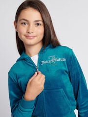 Juicy Couture Light Blue Girls Diamante Hoodie & Slim Tracksuit Set - Image 2 of 11