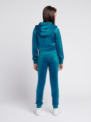Juicy Couture Light Blue Girls Diamante Hoodie & Slim Tracksuit Set - Image 3 of 11