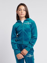Juicy Couture Light Blue Girls Diamante Hoodie & Slim Tracksuit Set - Image 5 of 11