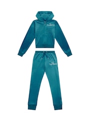 Juicy Couture Light Blue Girls Diamante Hoodie & Slim Tracksuit Set - Image 7 of 11