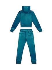 Juicy Couture Light Blue Girls Diamante Hoodie & Slim Tracksuit Set - Image 8 of 11
