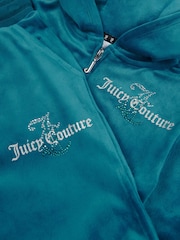 Juicy Couture Light Blue Girls Diamante Hoodie & Slim Tracksuit Set - Image 9 of 11