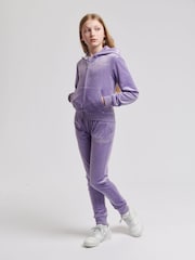 Juicy Couture Purple Marl Girls Diamante Hoodie & Slim Tracksuit Set - Image 1 of 9