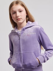 Juicy Couture Purple Marl Girls Diamante Hoodie & Slim Tracksuit Set - Image 3 of 9