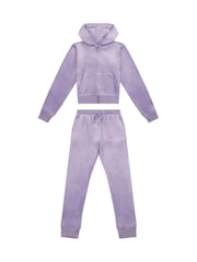 Juicy Couture Purple Marl Girls Diamante Hoodie & Slim Tracksuit Set - Image 5 of 9