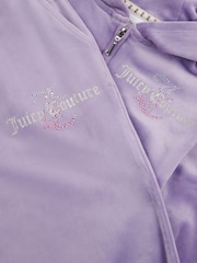 Juicy Couture Purple Marl Girls Diamante Hoodie & Slim Tracksuit Set - Image 7 of 9