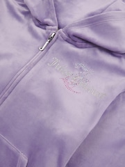 Juicy Couture Purple Marl Girls Diamante Hoodie & Slim Tracksuit Set - Image 8 of 9