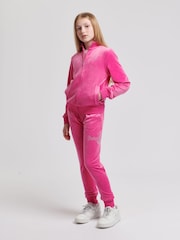Juicy Couture Pink Girls Diamante Hoodie & Slim Tracksuit Set - Image 1 of 9