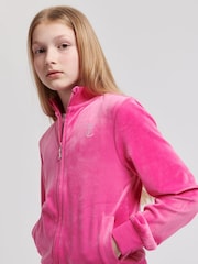 Juicy Couture Pink Girls Diamante Hoodie & Slim Tracksuit Set - Image 3 of 9