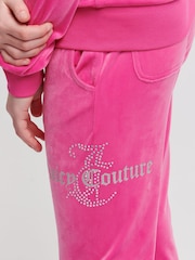 Juicy Couture Pink Girls Diamante Hoodie & Slim Tracksuit Set - Image 4 of 9